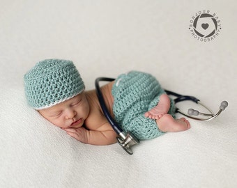 Newborn Baby Scrubs Outfit, Doctor Prop Set