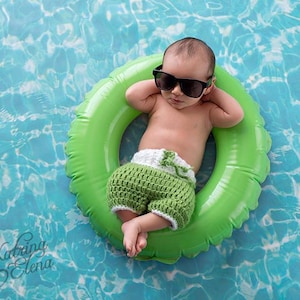 Newborn Surfer/ Baby Board Shorts/ Nautical Theme Nursery/ Crochet Baby Bathing Shorts/ Crochet Shorts