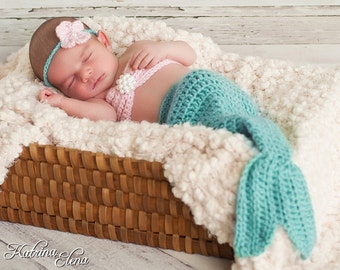 Newborn Mermaid Costume, Mermaid Tail, Newborn Girl Photo Prop, Ocean Theme Nursery, Little Mermaid , Newborn Mermaid Outfit, Nautical Theme