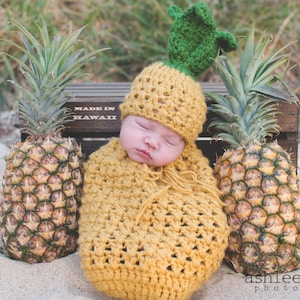 Pineapple Newborn Outfit, Newborn Pineapple Prop, Crochet fruit outfit ,Baby Fruit Costume, Hawaiian Theme Baby Shower, Gender Neutral Prop