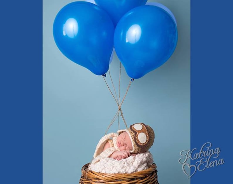 Baby Pilot Hat, Baby Aviator Hat, Gender Neutral Prop, Crochet Baby Hat, Pilot Gift, Airplane Theme Nursery, Baby Shower Gift image 4