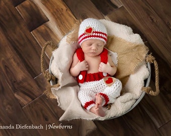 Newborn Photo Prop/Valentines Day Newborn Prop/ Red and White Prop/ Gender Neutral Prop/ Baby Shower Gift/ Baby Boy Gift/ Crochet Newborn