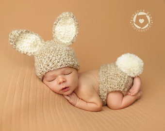 Baby bunny prop, bunny hat, Easter baby, newborn photo prop, gender neutral, baby bunny outfit, baby shower gift, crochet bunng hat