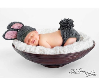 Baby Bunny Hat, Baby Bunny Photo Prop, Newborn Easter Baby Gift, Baby Shower Gift, Bunny Newborn Prop. Gender Neutral Gift, Crochet bunny