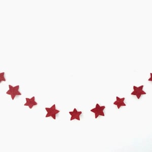 Red Felt Star Garland Handmade Wool Christmas Decoration, Holiday & Party Décor, Christmas Tree.
