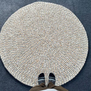 Alfombra de bolas de fieltro de mármol: alfombra de lana de Nueva Zelanda hecha a mano