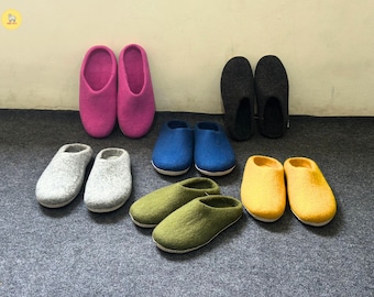 Pantofole unisex in feltro di lana - Pantofole da interno - Pantofole in feltro di lana ecologiche - Pantofole leggere: facili da indossare