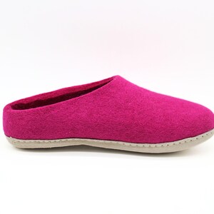 Handmade Felted Wool Slippers: Pink Unisex House Shoes