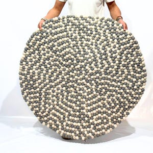 Pebbles Design Felt Ball Round Area Rug - Felt Round Small Rug - Large Area Rug -Woolen Felt Rug - 100% Handcrafted Pure Wool Rug