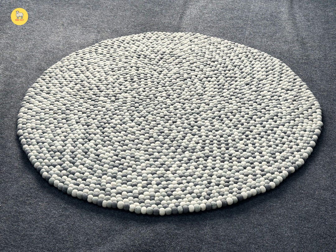 Ball Rug Model Hand-felted Wool Ball Rug: 140cm Round Area Mat, Eco-friendly - Etsy