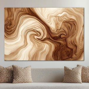 Impression sur toile bohème surdimensionnée en bois : oeuvre d'art murale moderne du milieu du siècle