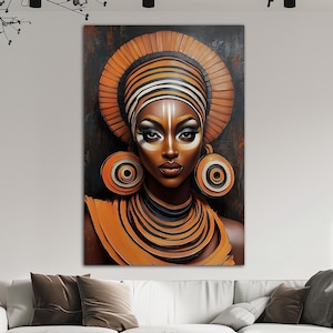 African black girl canvas wall art print African decor Black woman portrait African american art Afrocentric art prints Printable wall art