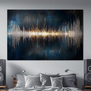Abstract soundwave canvas wall art print Music apartment decor Sound wave music wall art Blue minimalist art prints Printable wall art