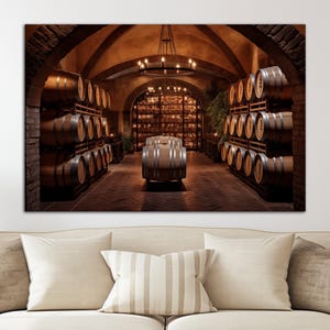 Wine Cellar Canvas Print: Elegant Wine Barrel Wall Art
