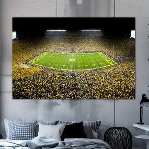 Michigan football canvas wall art print Football art decor Football gifts Stadium wall art Michigan Wolverines wall decor Printable wall art