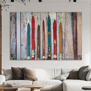 Vintage ski canvas wall art print College dorm decor Ski wall art Skiing gifts Large wall art Ski wall decor Printable wall art