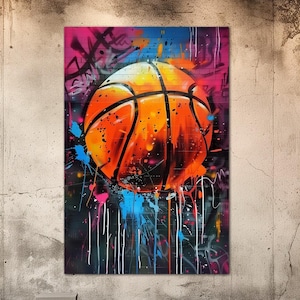 Basketball Graffiti Canvas Art: Modern Pop Art Wall Decor