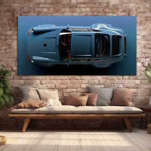 Blue sport car canvas wall art print Apartment decor Car print Car lover gift Original car wall art Large wall art prints Wall decor