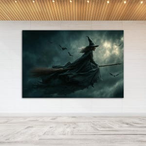 Goth witch broom canvas wall art print Dark academia decor Witch wall art Halloween wall decor Gothic wall decor Art prints