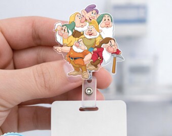 Seven Dwarfs Badge Reel, Cartoon Character Badge Holder, Cute Fairy Tale Badge Reel, Nurse ID Holder, Teacher Gift AYET10