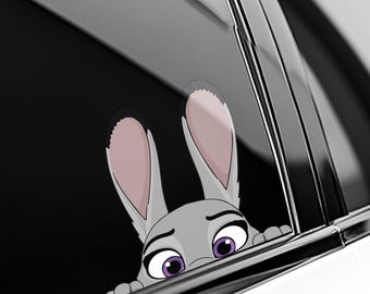 Zootopia Peeker Sticker/Judy Hopps Nick Wilde Vinyl Peek‑A‑Boo Decal for Car, Laptop, Water Bottle – Waterproof Disney Zootopia Gift OHUN22
