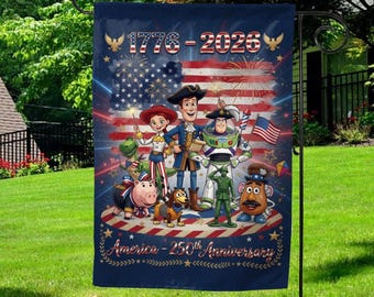 Toy Story 4th of July Garden Flag, Patriotic Cartoon Friends USA Yard Flag, Summer Outdoor Decor UOYA20