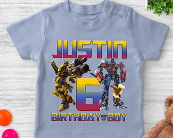 Robots Birthday Shirt, Personalized Family Transformers Raglan Tee AXLS31