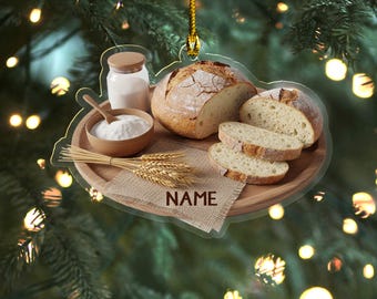 Custom Name Sourdough Bread Christmas Ornament, Flat 2D Ornament, Food Lover Gift, Funny Christmas Tree Decor Gift, Sourdough Bread AXKD04