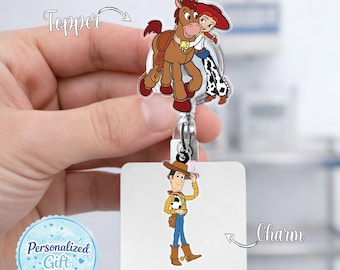 Cowgirl Jessie Woody Badge Reel, Toy Story Cartoon Badge Holder, Cute Nurse ID Reel, Western Character Retractable Badge OIQC07
