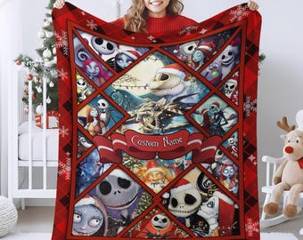 Halloween Blanket, Jack Skellington Blanket, Love You Blanket