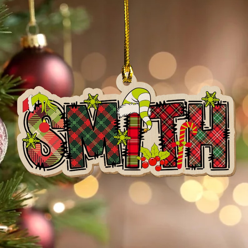 Personalized Christmas Name Letter Ornament, Custom Name Tags Xmas ...