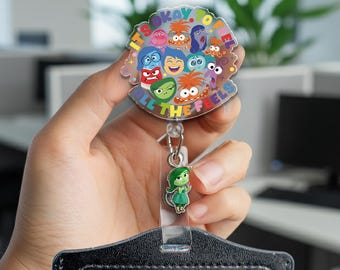 It’s OK to feel all the feels badge reel/Inside Out Badge Reel/Nurse Badge Reel, Teacher Badge Reel, Retractable Glitter Badge Reel OHZ520