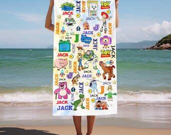 Toy Story Beach Towel, Personalized Cowboy Beach Towel, Custom Name Kids Pool Towel Gift OISC02