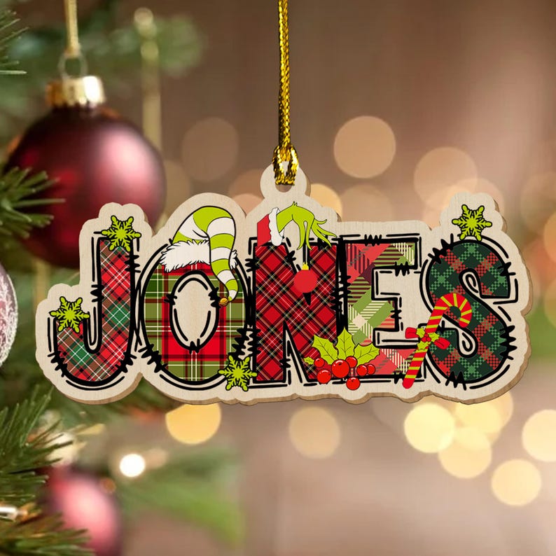 Personalized Christmas Name Letter Ornament, Custom Name Tags Xmas ...