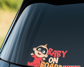 Pegatina de Jack-Jack de Los Increíbles: Bebé a Bordo - Vinilo para coche de Disney Pixar - Señal de seguridad para bebés de Los Increíbles OHWR20