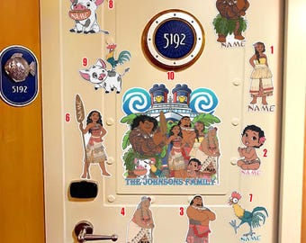 Moana Maui Pua Hei Hei Fridge Magnet/Funny Moana Cruise Door Magnet/Disney Family Cruise Ship Magnets/Magnetic Stateroom Door Decor OIOB02