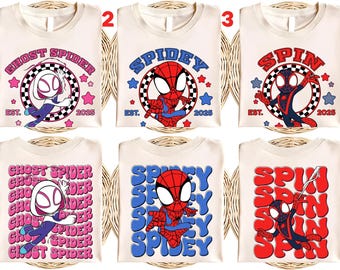 2-sided Spidey and His Amazing Friends Shirt, Ghost Spider Spin Matching Tee, Disney MCU Comic Tee, Disneyland Family Trip Gifts UNWX16