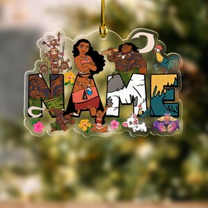 Moana Christmas Acrylic Ornament/Disney Princess Moana Cutout Ornament/Personalized Christmas Ornament/Disney Christmas ornament OGUC09
