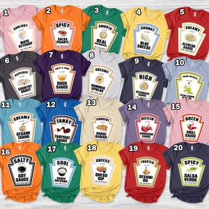 Funny Condiment Group Shirt, Ketchup, Ranch, Mustard Matching Costumes For Halloween Party, Soy Sauce Costumes For Family Or Friends SLYS05
