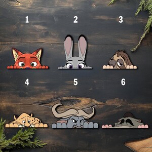 Zootopia Peeker Sticker/Judy Hopps Nick Wilde Vinyl Peek‑A‑Boo Decal for Car, Laptop, Water Bottle – Waterproof Disney Zootopia Gift OHUN22