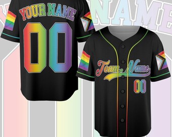 Custom LGBTQ Pride Month Baseball Jersey with Teamname Name,Rainbow Pride Jersey for LGBT,Personalized LGBT Team Baseball Jersey UOUI07
