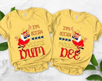 Funny I'm With The Tweedle Dum Tweedle Dee T-shirt, Disney Alice In Wonderland Matching Tee, WDW Disneyland Family 2025 Trip Shirt UN1Q31