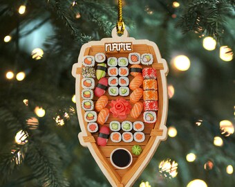 Sushi Plate Christmas Ornament, Japanese Food Decoration AXKK45