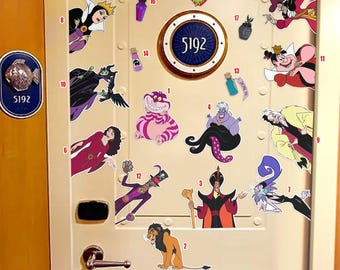 Personalized Disney Villains Cruise Magnet/Maleficent Evil Queen Cruella Jafar Hades Captain Hook Pirate Family Cruise Stateroom Door OIOB03