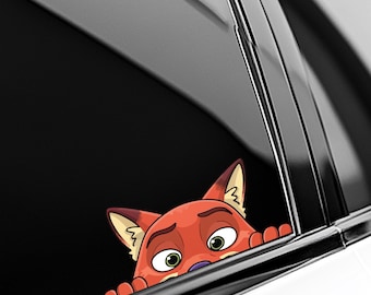 Zootopia Peeker Sticker/Judy Hopps Nick Wilde Vinyl Peek‑A‑Boo Decal for Car, Laptop, Water Bottle – Waterproof Disney Zootopia Gift OHUN22