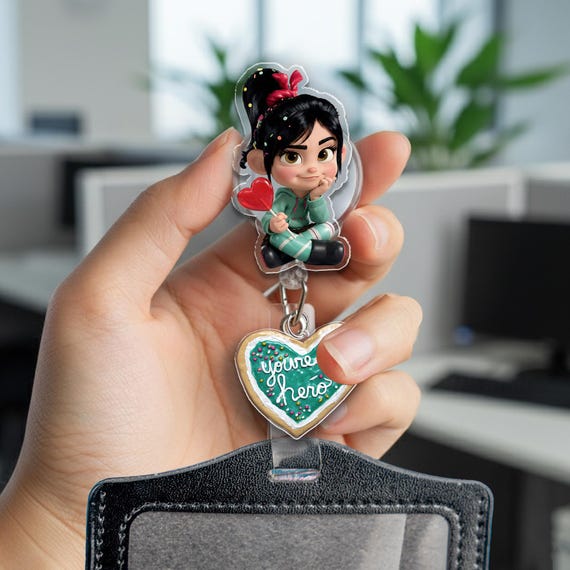 Vanellope von Schweetz Wreck-It Ralph Badge Reel, Sugar Rush ID Holder, Cute Disney Nurse Clip, Arcade Game Work Accessory OIOZ23