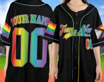 Custom LGBTQ Pride Month Baseball Jersey with Teamname Name,Rainbow Pride Jersey for LGBT,Personalized LGBT Team Baseball Jersey UOUI07