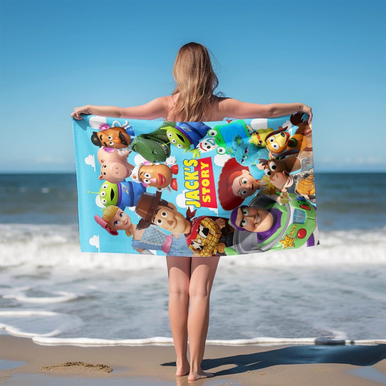 Toy Story Beach Towel, Personalized Cowboy Beach Towel, Custom Name Kids Pool Towel Gift OISC09 bild 4