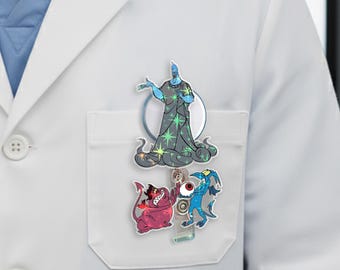 Disney Hades Badge reel,Disney Villains Pain Panic Badge Reel, Cute Villain ID Holder, Retractable Nurse Badge UNAM02-11