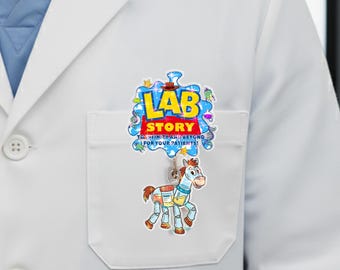 Lab Story Lab Week 2026 Badge Reel, Medical Laboratory Professional Gift, Retractable ID Holder for Lab Techs, Fun Lab Accessory OIOM18